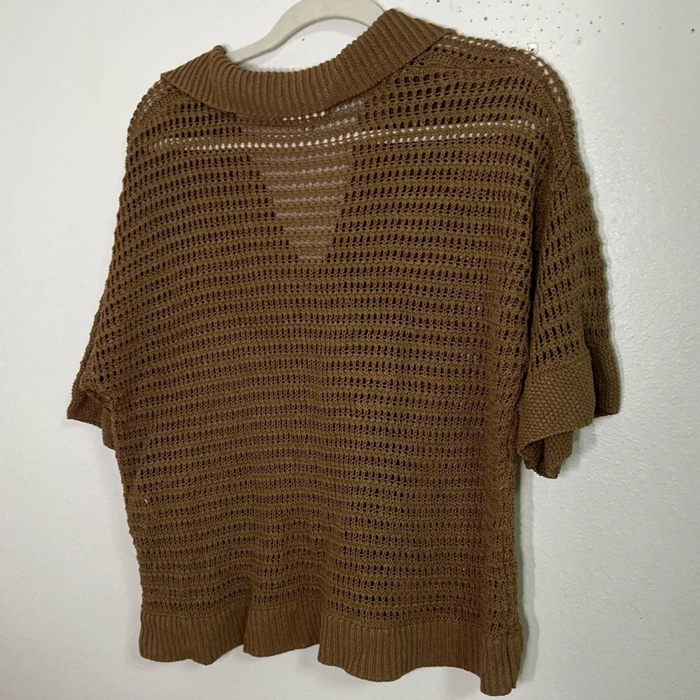 Max Studio loose knit crochet collared top - Picture 6 of 6